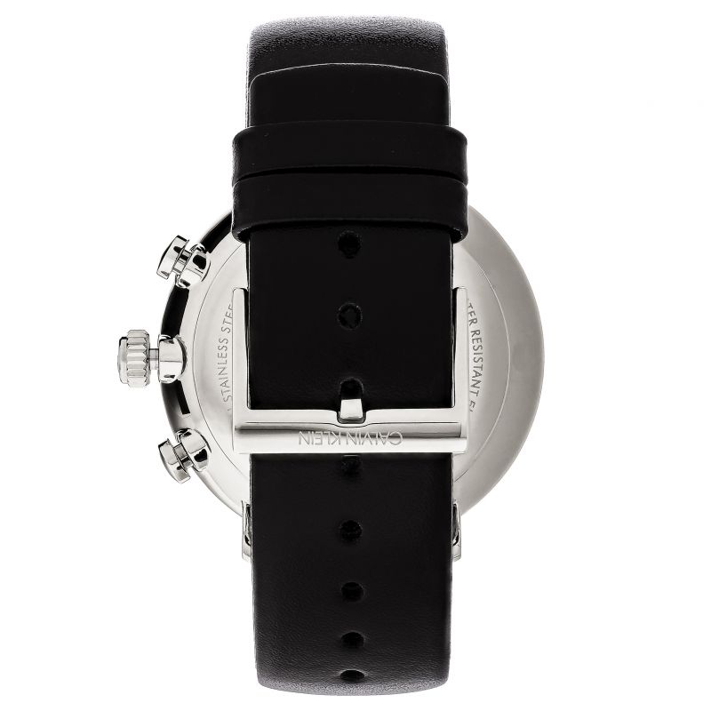 Calvin Klein High Noon Chronograph White Dial Black Leather Strap Watch for Men - K8M271C6