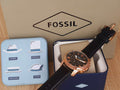 Fossil Grant Chronograph Grey Dial Black Leather Strap Watch for Men - FS5085