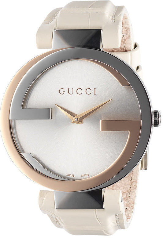 Gucci Interlocking 18K Rose Gold Steel Watch For Women - YA133303