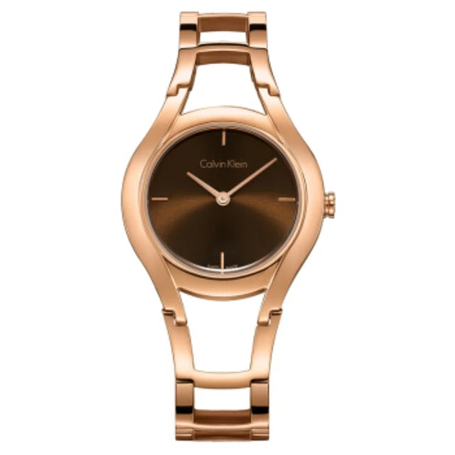 Calvin Klein Class Brown Dial Rose Gold Steel Strap Watch for Women - K6R2362K