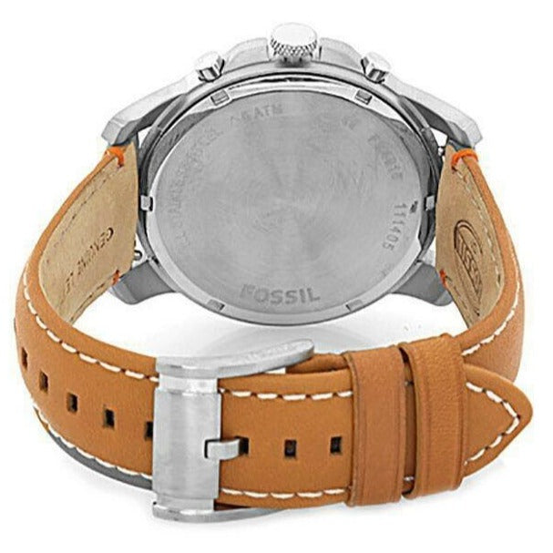 Fossil Grant Chronograph Green Dial Brown Leather Strap Watch for Men - FS4918