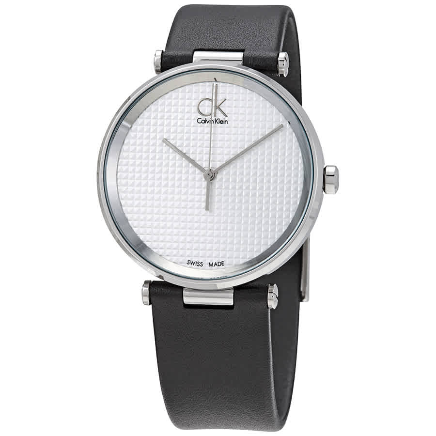 Calvin Klein Sight Silver Dial Black Leather Strap Watch for Men - K1S21120