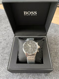 Hugo Boss Companion Chronograph Black Dial Silver Steel Strap Watch for Men - 1513652