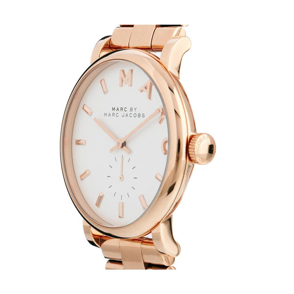 Marc Jacobs Baker White Dial Rose Gold Stainless Steel Strap Watch for Women - MBM3244