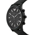 Emporio Armani Sportivo Chronograph Black Dial Black Leather Strap Watch For Men - AR2461