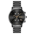 Hugo Boss Integrity Chronograph Black Dial Black Steel Strap Watch for Men - 1513780