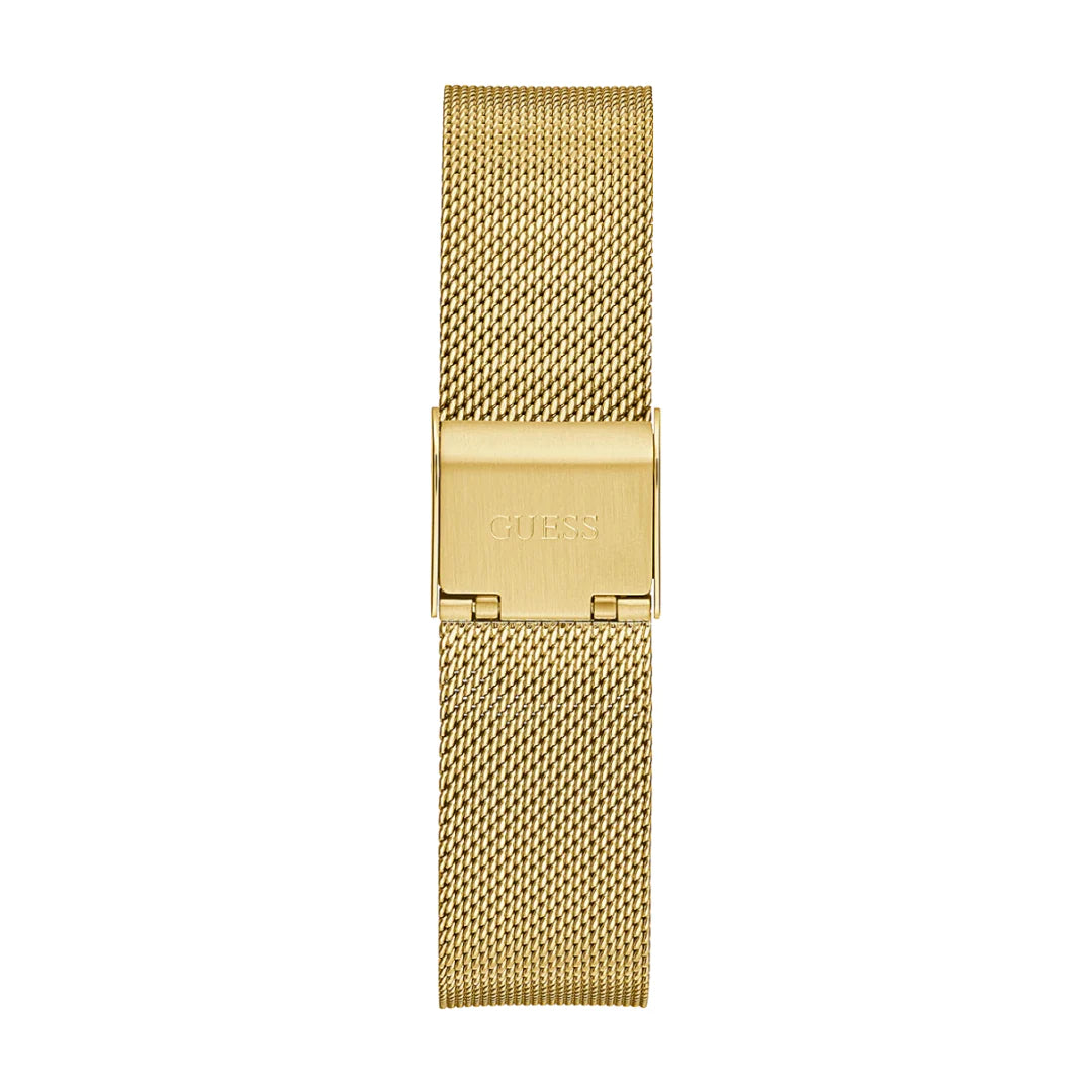 Guess Iconic Diamonds Gold Dial Gold Mesh Bracelet Watch For Women - GW0477L2