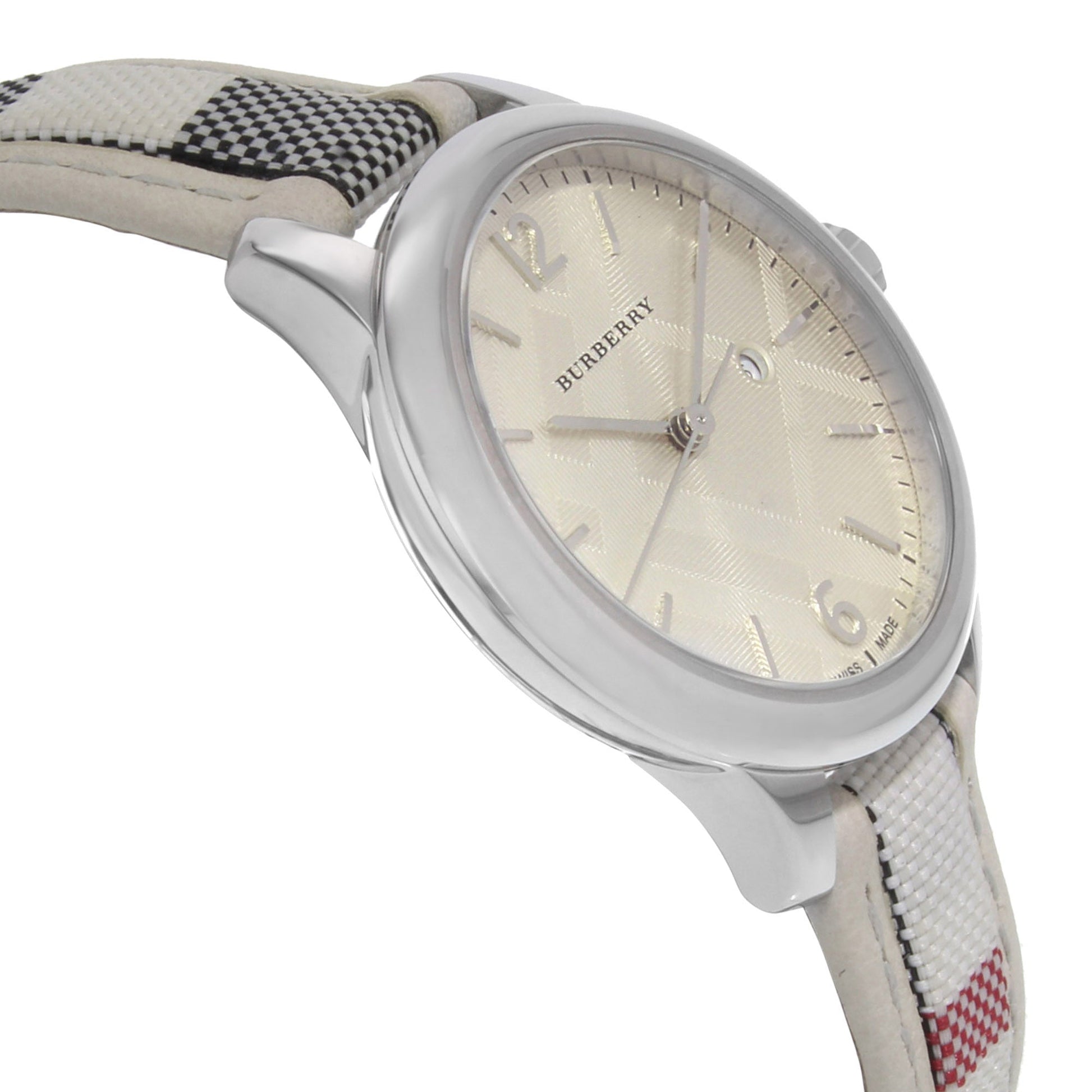 Burberry The Classic Silver Dial White Leather Strap Watch for Women - BU10113