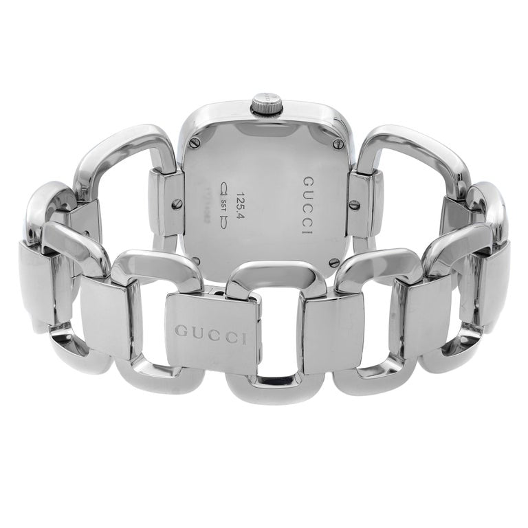 Gucci G Gucci Diamonds Black Dial Silver Steel Strap Watch For Women - YA125406