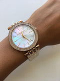 Michael Kors Darci Mother of Pearl Dial Rose Gold Steel Strap Watch for Women - MK3220