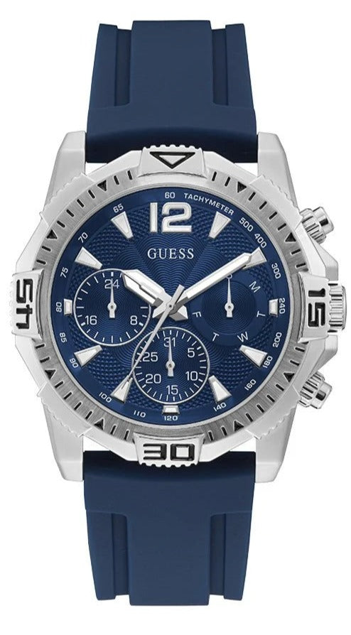 Guess Commander Blue Dial Blue Rubber Strap Watch for Men - GW0211G1