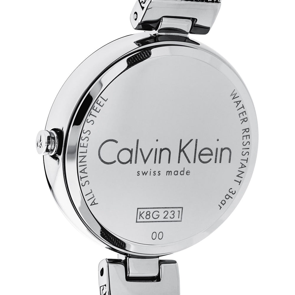 Calvin Klein Authentic Black Dial Silver Mesh Bracelet Watch for Women - K8G23121