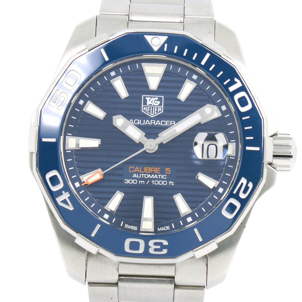 Tag Heuer Aquaracer Calibre 5 Blue Dial Silver Steel Strap Watch for Men - WAY211C.BA0928