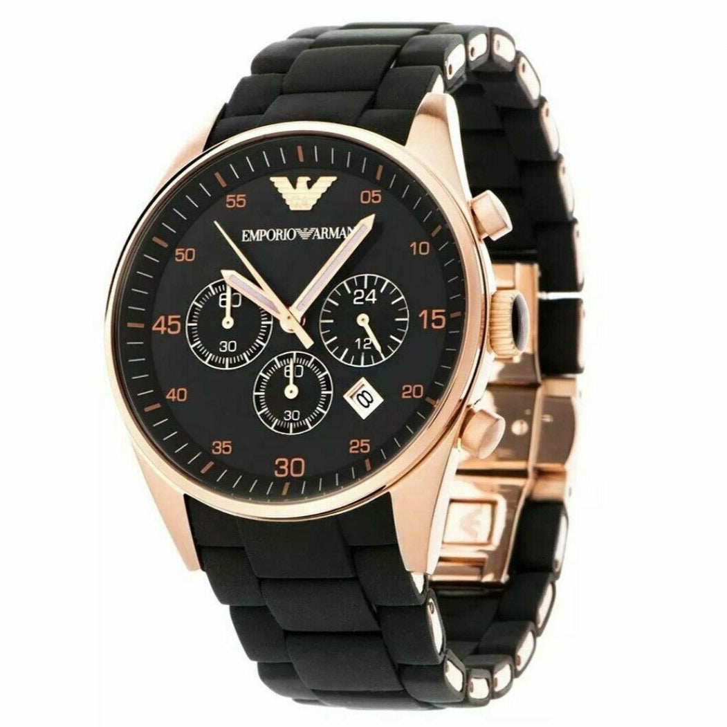 Emporio Armani Sportivo Black Dial Black Steel Strap Watch For Women - AR5906