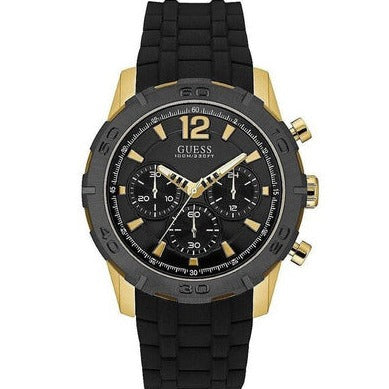 Guess Caliber Chronograph Black Dial Black Rubber Strap Watch for Men - W0864G3