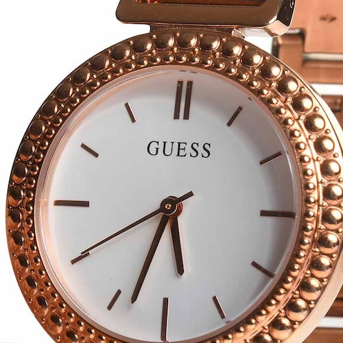 Guess Monroe Silver Dial Rose Gold Steel Strap Watch For Women - W1152L3