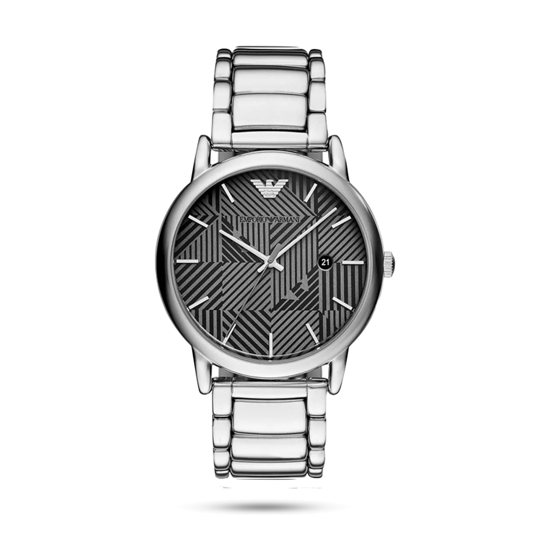 Emporio Armani Classic Quartz Grey Dial Silver Steel Strap Watch For Men - AR11134