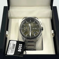 Hugo Boss Volane Chronograph Grey Dial Silver Steel Strap Watch for Men - 1513951