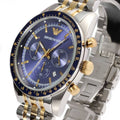 Emporio Armani Tazio Chronograph Blue Dial Two Tone Steel Strap Watch For Men - AR6088