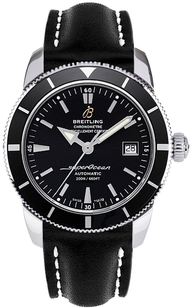 Breitling Superocean Heritage 42mm Black Leather Strap Mens Watch - A1732124