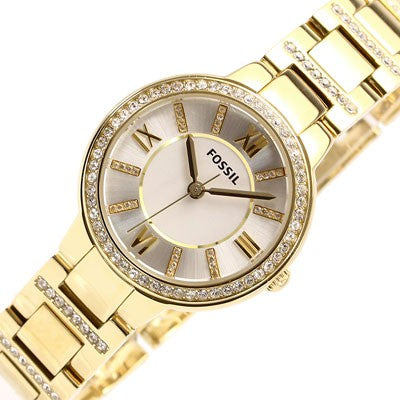 Fossil Virginia White Dial Gold Steel Strap Watch for Women - ES3283