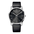 Calvin Klein City Grey Dial Black Leather Strap Watch For Men - K2G21107