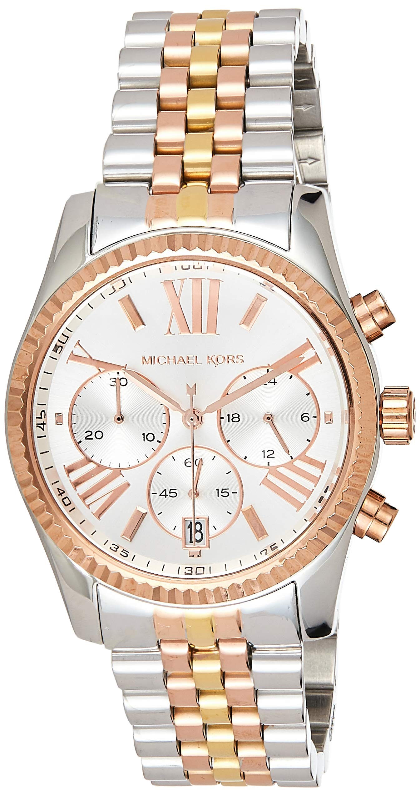 Michael Kors Lexington Silver Dial Two Tone Steel Strap Watch for Women - MK5735