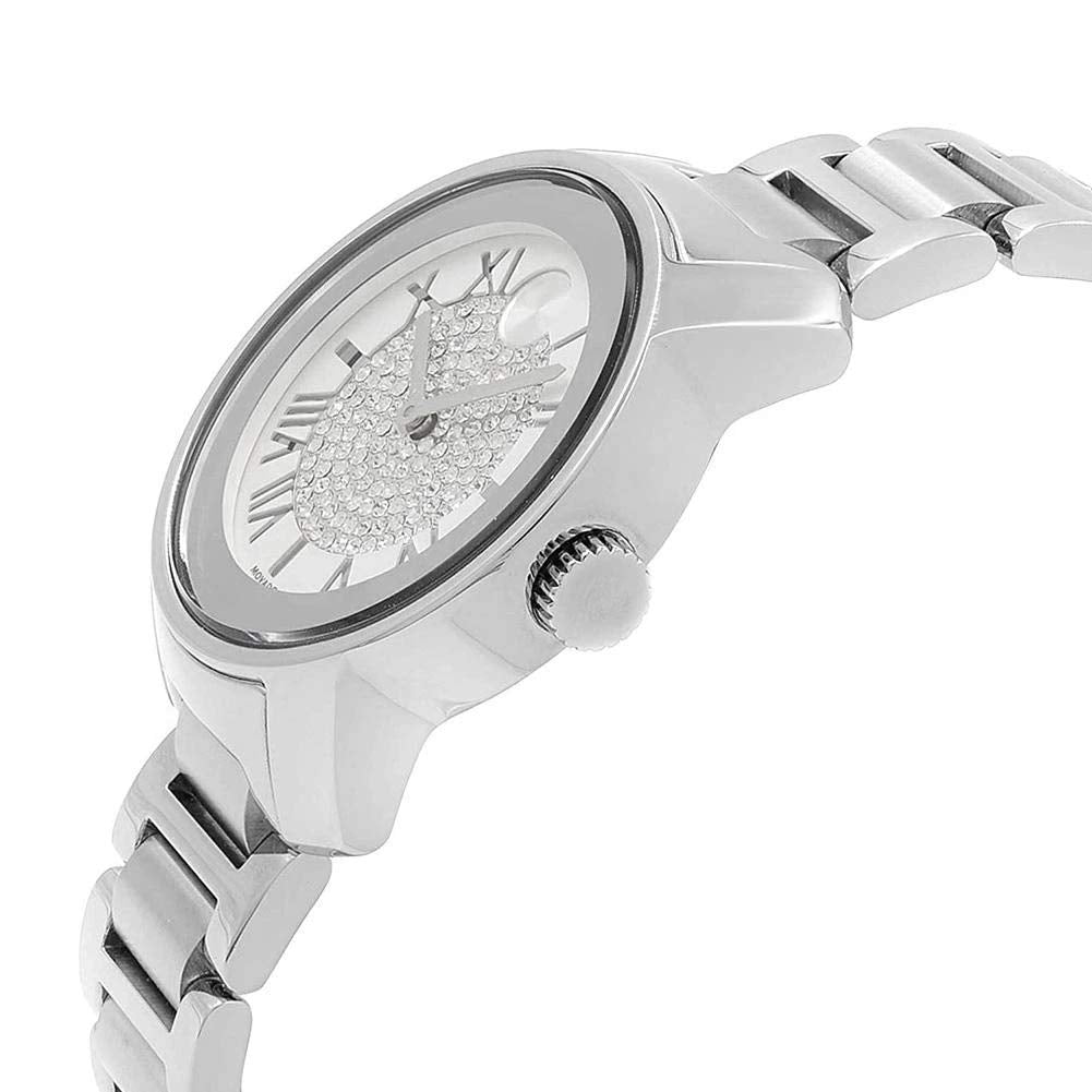 Movado Bold Crystal Pave Silver Dial Silver Steel Strap Watch for Women - 3600254