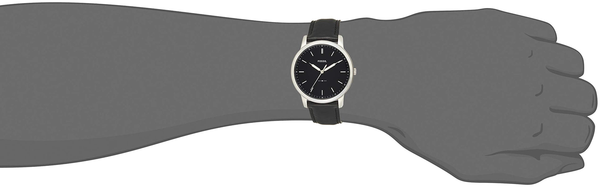 Fossil The Minimalist Three Hand Black Dial Black Leather Strap Watch for Men - FS5398