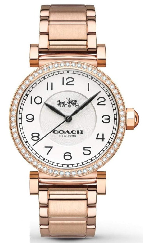 Coach Madison White Dial Rose Gold Steel Strap Watch for Women - 14502398