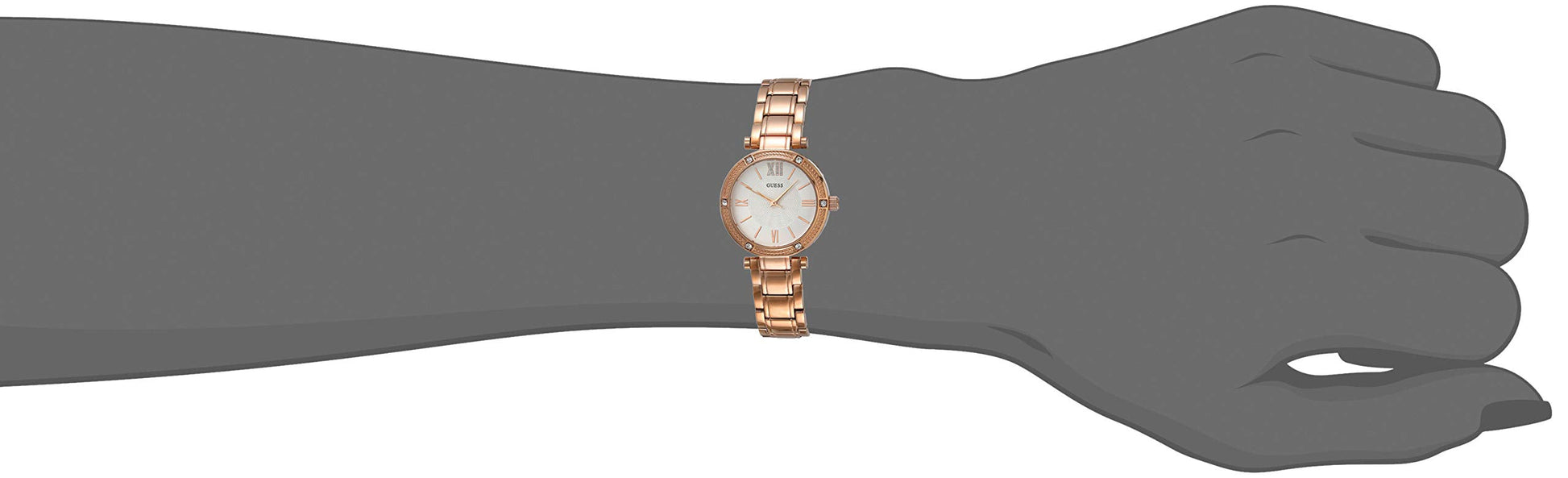 Guess Park Ave White Dial Rose Gold Steel Strap Watch for Women - W0767L3