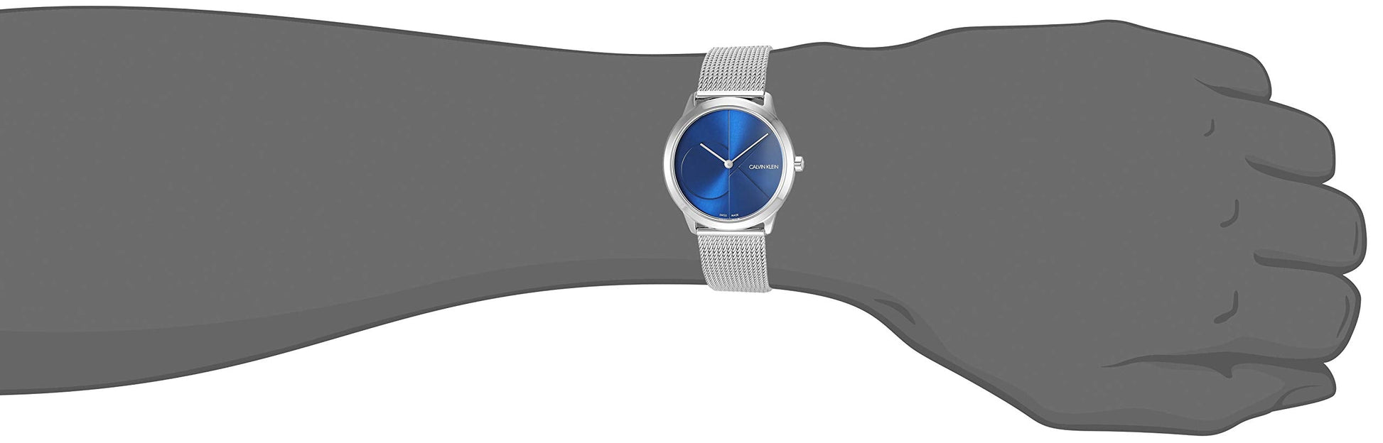 Calvin Klein Minimal Blue Dial Silver Mesh Bracelet Watch for Women - K3M2212N