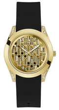 Guess Clarity Gold Dial Black Silicone Strap Watch for Women - GW0109L1