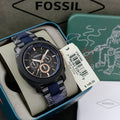 Fossil Machine Chronograph Black Dial Two Tone Steel Strap Watch for Men - FS5164