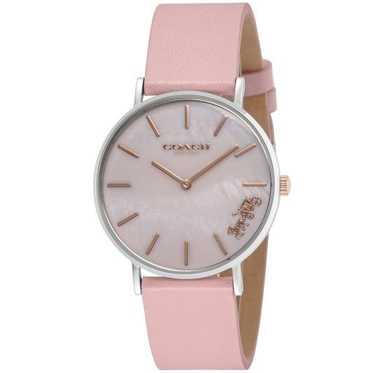 Coach Perry Mother of Pearl Dial Pink Leather Strap Watch for Women - 14503244