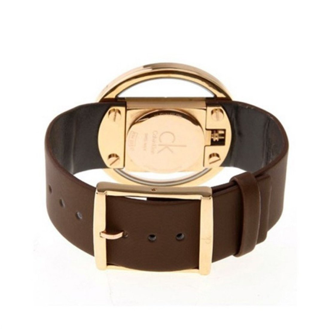 Calvin Klein Glam Transparent Dial Brown Leather Strap Watch for Women - K9423503