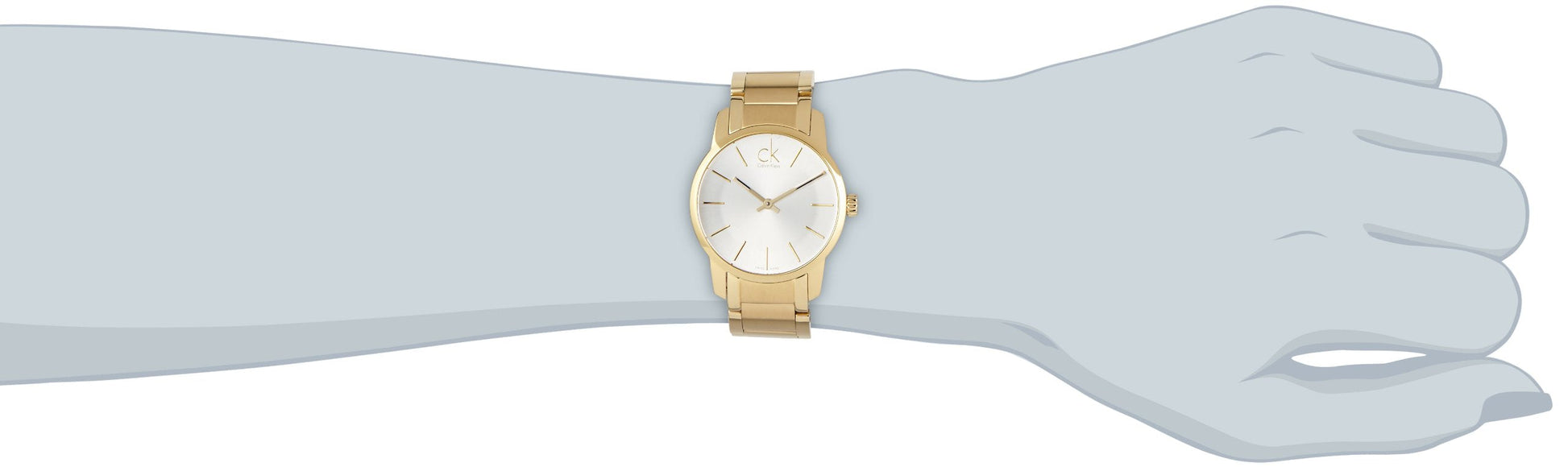 Calvin Klein City White Dial Gold Steel Strap Watch for Women - K2G23546