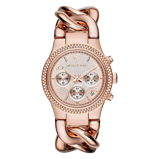 Michael Kors Runaway Rose Gold Dial Rose Gold Steel Strap Watch for Women - MK3247