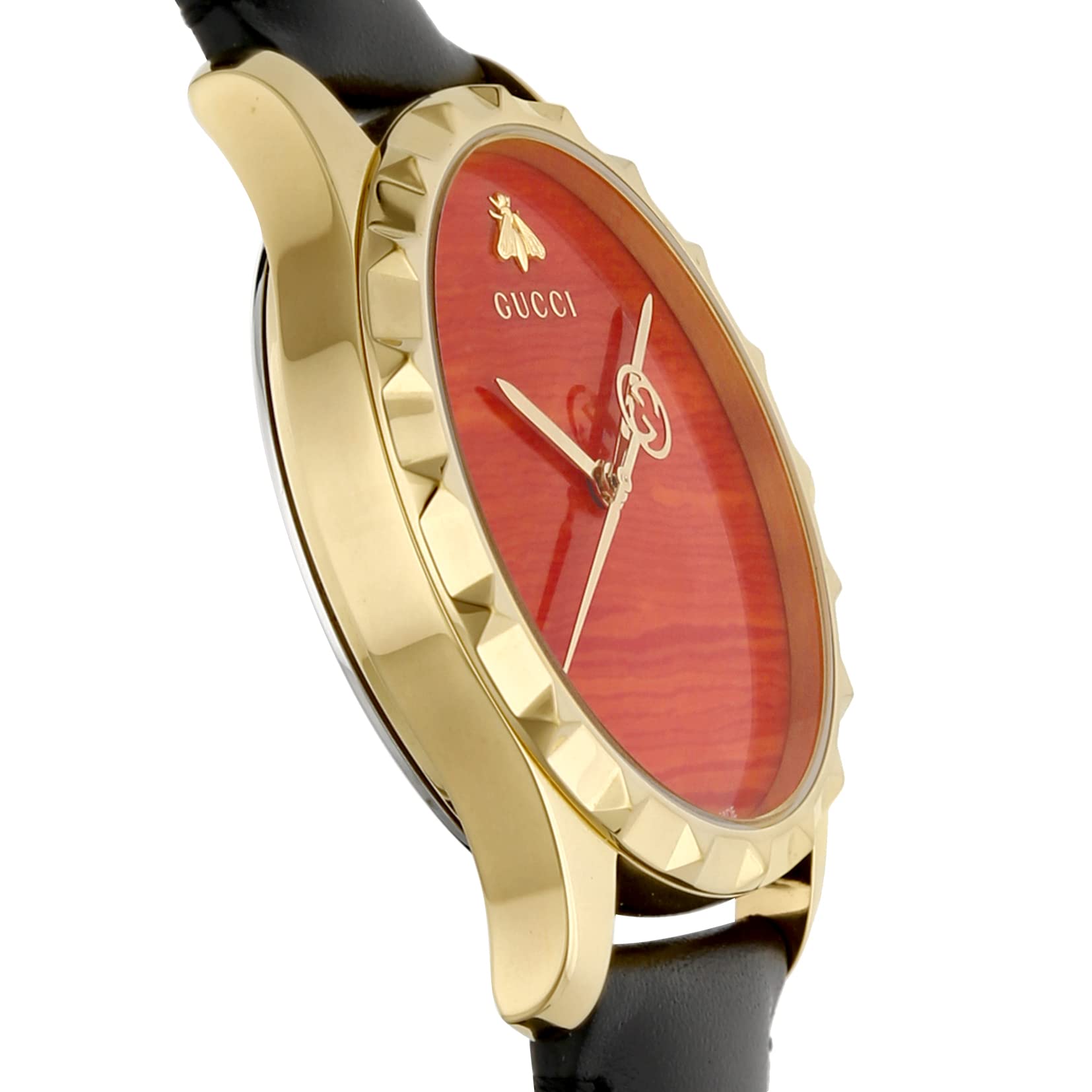 Gucci G Timeless Quartz Red Dial Black Leather Strap Watch For Men - YA126464