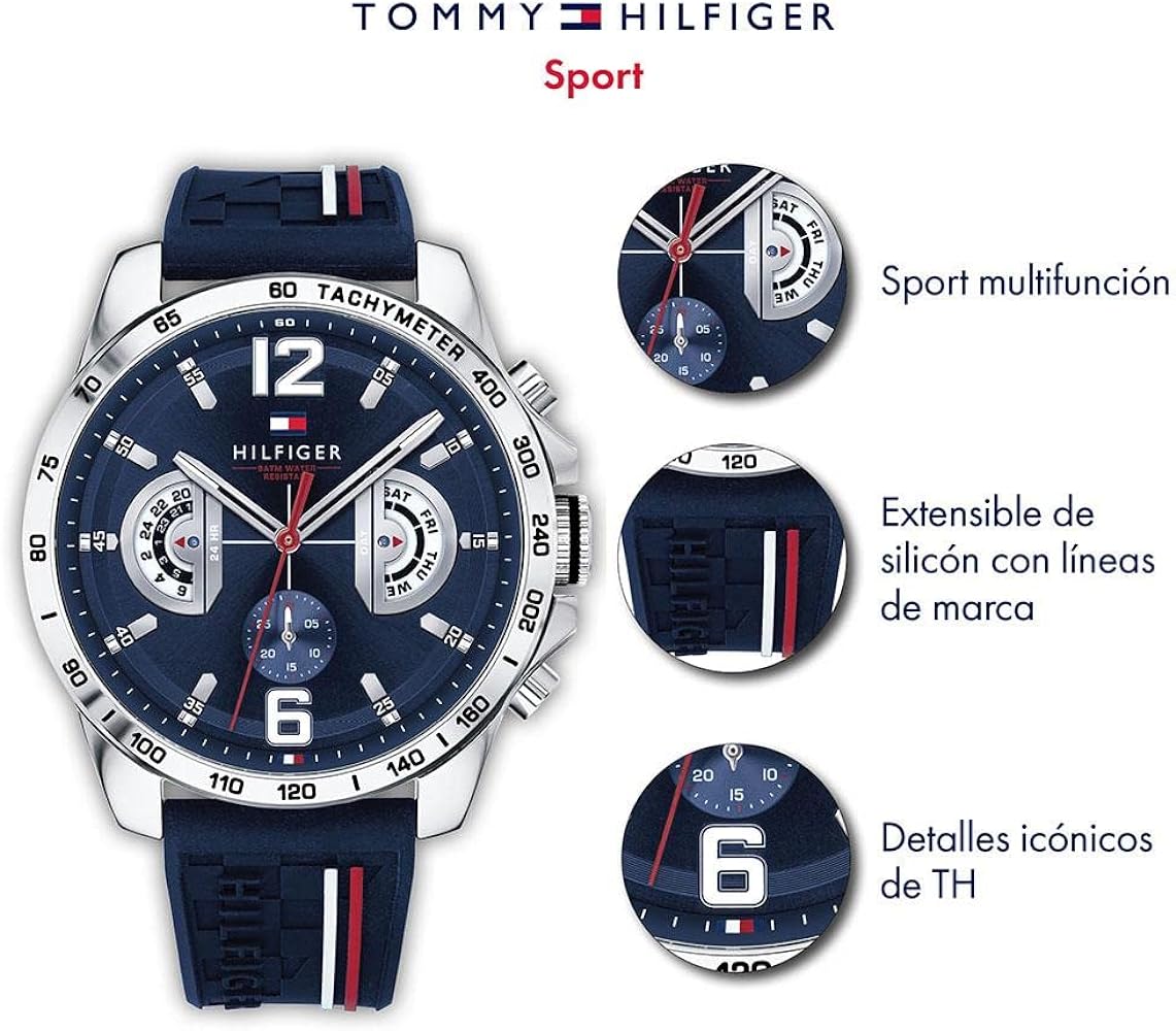 Tommy Hilfiger Decker Blue Dial Blue Rubber Strap Watch for Men - 1791476