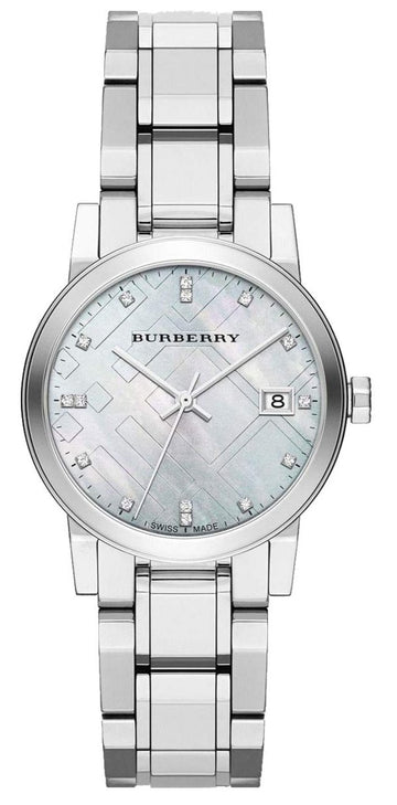 Burberry The City Diamonds Silver Dial Silver Steel Strap Watch for Women - BU9125