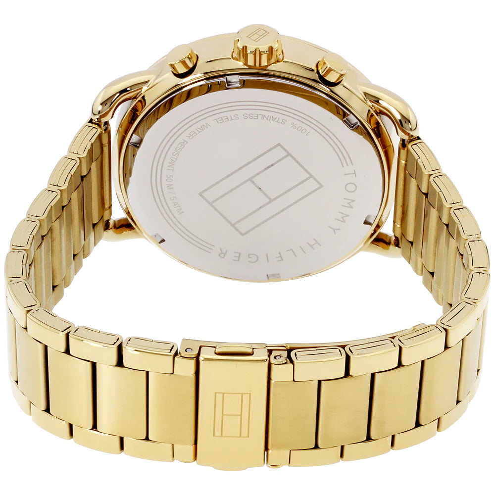 Tommy Hilfiger Quartz White Dial Gold Steel Strap Watch for Men - 1791455