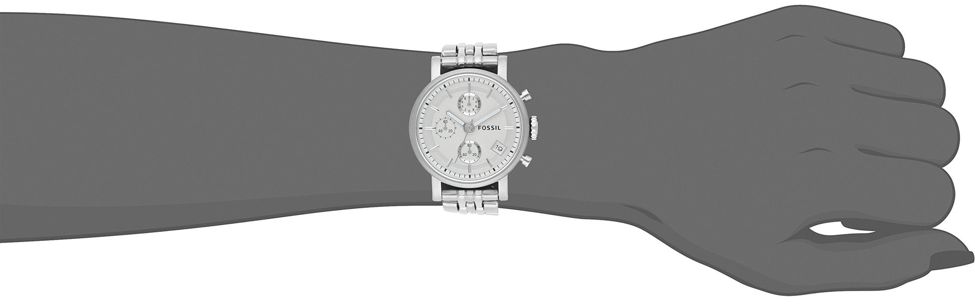 Fossil Boyfriend Chronograph Silver Dial Silver Steel Strap Watch for Women - ES2198