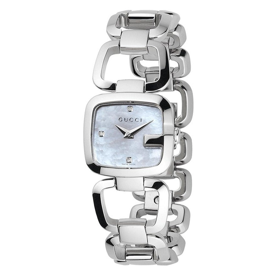 Gucci G Gucci Diamonds Mother of Pearl Dial Silver Steel Strap Watch For Women - YA125502