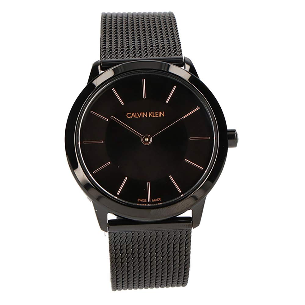 Calvin Klein Minimal Black Dial Black Mesh Bracelet Watch for Women - K3M22421