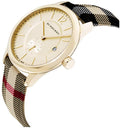 Burberry The Classic Round Gold Dial Brown Leather Strap Unisex Watch - BU10001