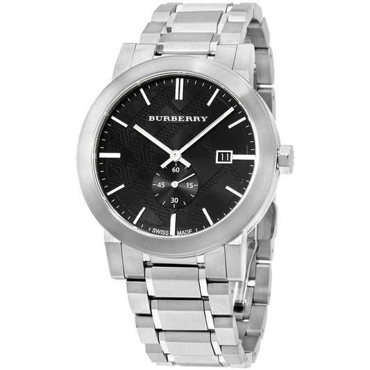 Burberry The City Black Dial Silver Steel Strap Watch for Men - BU9901