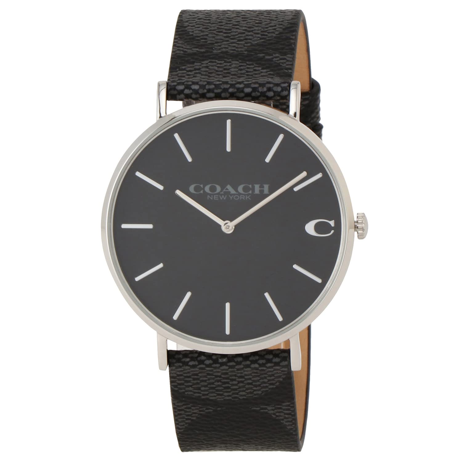 Coach Charles Black Dial Black Leather Strap Watch for Men - 14602157