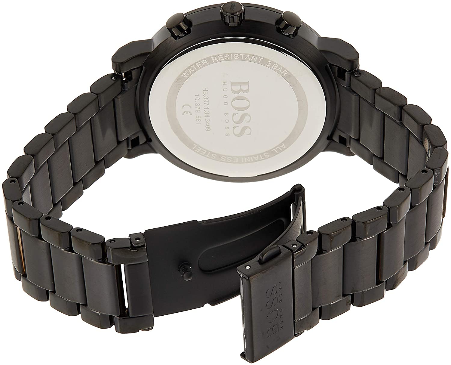 Hugo Boss Integrity Chronograph Black Dial Black Steel Strap Watch for Men - 1513780