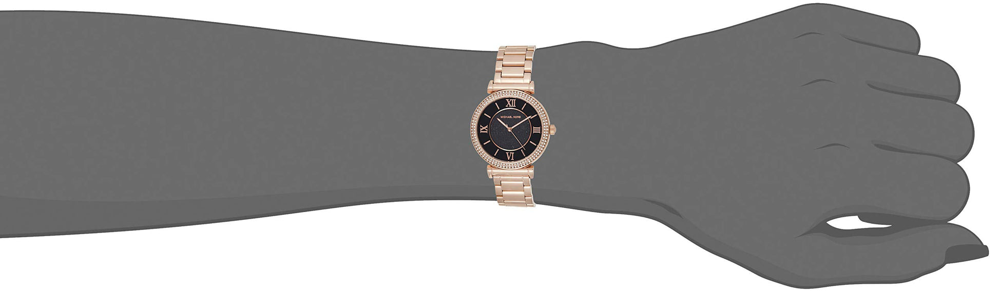 Michael Kors Catlin Black Diamonds Dial Rose Gold Steel Strap Watch for Women - MK3356